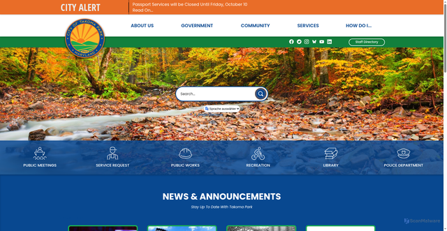 Security scan screenshot of https://takomaparkmd.gov/