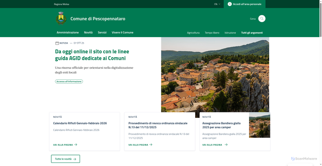 Security scan screenshot of https://comune.pescopennataro.is.it/