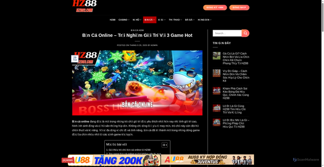 Security scan screenshot of https://hz88-top1vn.com/ban-ca-online/