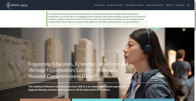 Security scan screenshot of https://www.imls.gov/
