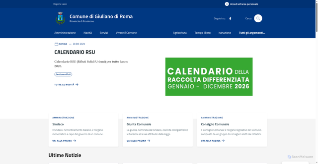 Security scan screenshot of https://comune.giulianodiroma.fr.it/