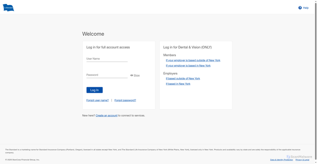 Security scan screenshot of https://www3.standard.com