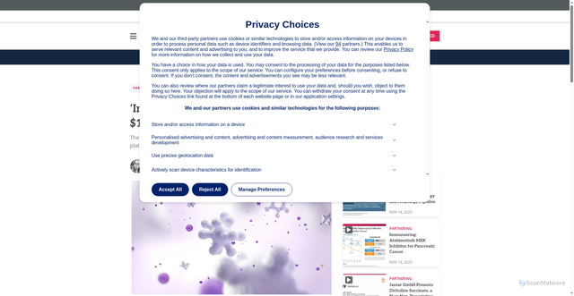 Security scan screenshot of https://www.bioxconomy.com/partnering/induced-proximity-halda-therapeutics-and-vantai-agree-1bn-partnership-for-ai-cancer-treatment