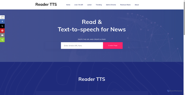 Security scan screenshot of https://readertts.com