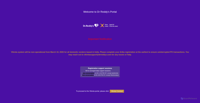Security scan screenshot of https://vikretaconnect.mydrreddys.com