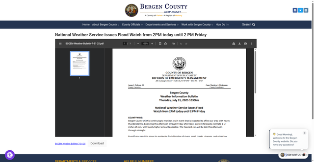 Security scan screenshot of https://bergencountynj.gov/important-information/national-weather-service-issues-flood-watch-from-2pm-today-until-2-pm-friday/
