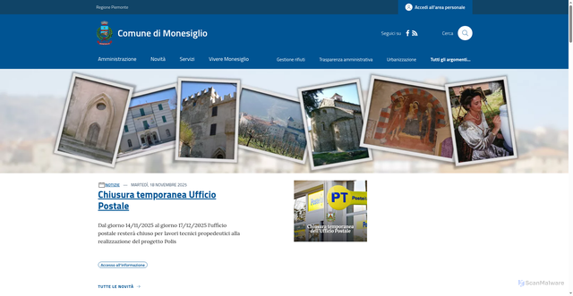 Security scan screenshot of https://www.comune.monesiglio.cn.it/