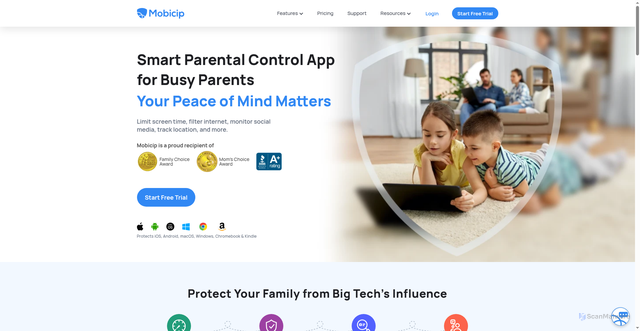 Security scan screenshot of https://mobicip.com