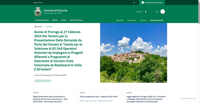 Security scan screenshot of https://comune.duronia.cb.it/