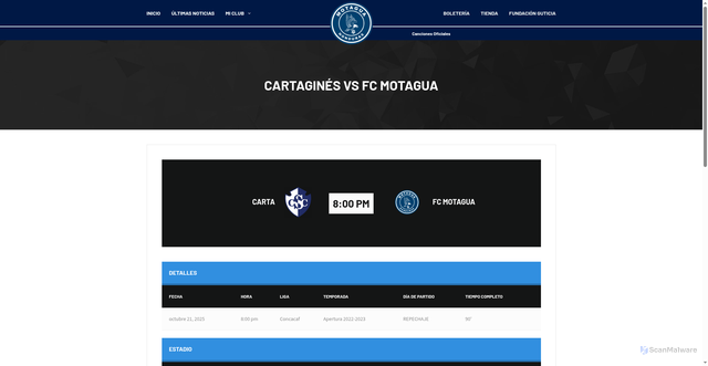 Security scan screenshot of https://motagua.com/event/herediano-vs-motagua-2/