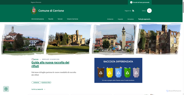 Security scan screenshot of https://www.comune.cerrione.bi.it