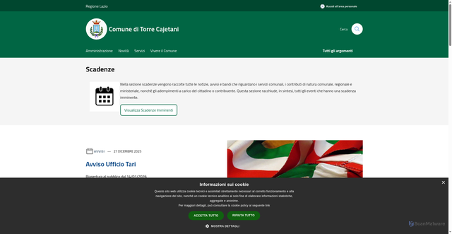 Security scan screenshot of https://www.comune.torrecajetani.fr.it/it