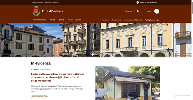 Security scan screenshot of https://www.comune.valenza.al.it/it-it/home