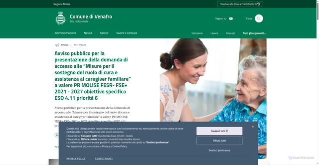 Security scan screenshot of https://www.comune.venafro.is.it/
