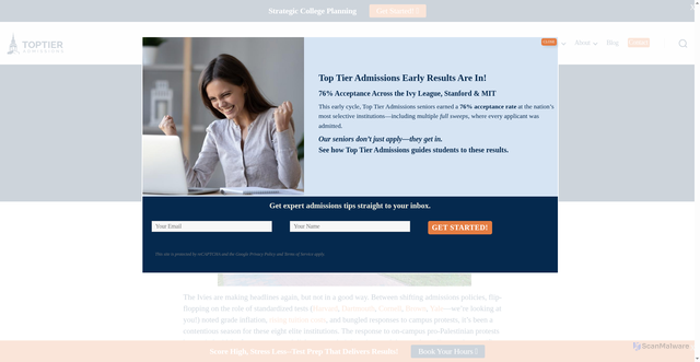 Security scan screenshot of https://toptieradmissions.com/introducing-the-new-ivies/