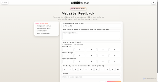 Security scan screenshot of https://nsfw-blend.com/FeedBack.html