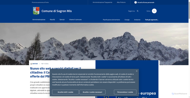 Security scan screenshot of https://www.comune.sagronmis.tn.it/