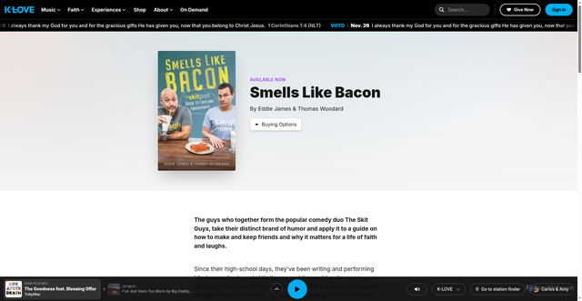 Security scan screenshot of https://www.klove.com/books/smells-like-bacon