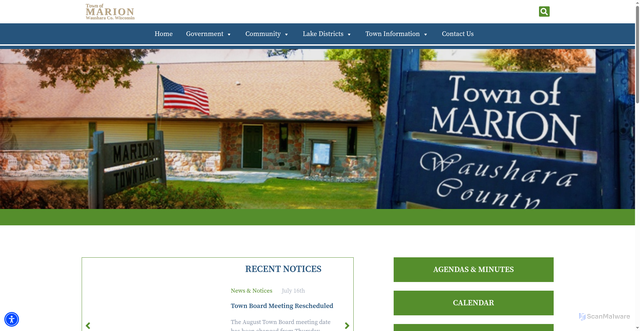 Security scan screenshot of https://townofmarionwausharawi.gov/
