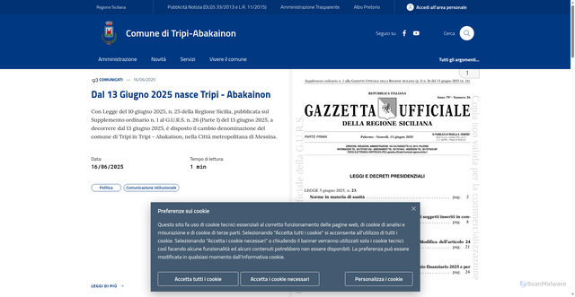 Security scan screenshot of https://www.comune.tripi.me.it