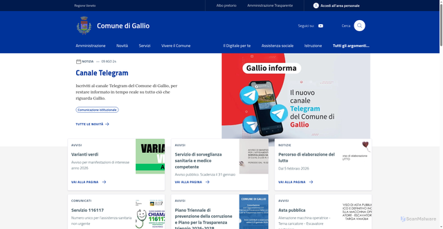 Security scan screenshot of https://www.comune.gallio.vi.it/