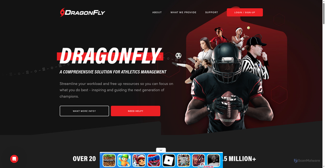 Security scan screenshot of https://dragonflyathletics.com