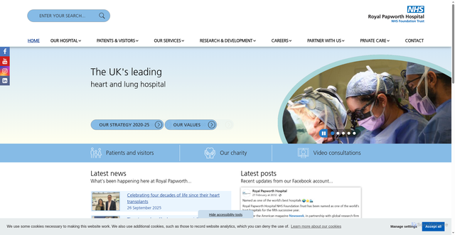 Security scan screenshot of https://royalpapworth.nhs.uk/