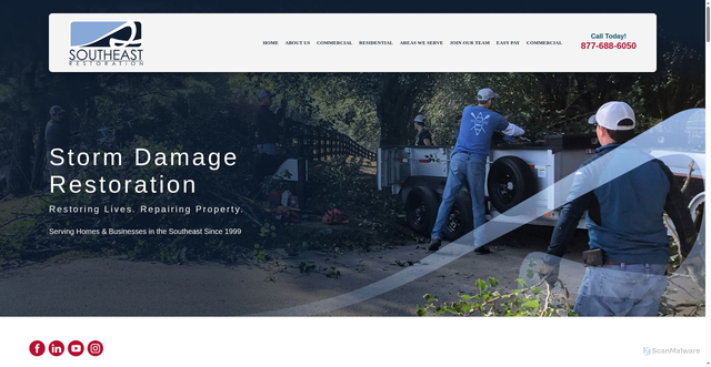 Security scan screenshot of https://www.southeastrestoration.com/storm-damage/