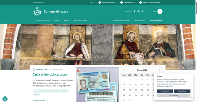 Security scan screenshot of https://www.comune.isasca.cn.it
