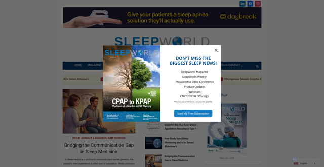 Security scan screenshot of https://sleepworldmagazine.com/