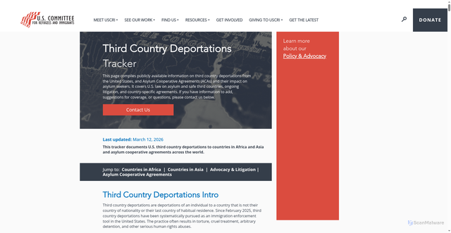 Security scan screenshot of https://refugees.org/tcdtracker/
