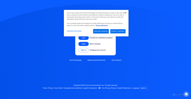 Security scan screenshot of https://us02www3.zoom.us/