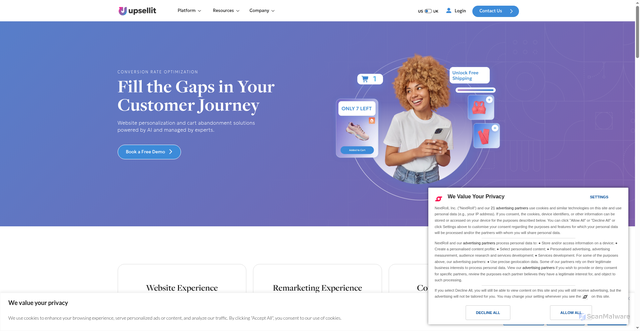 Security scan screenshot of https://www.upsellit.com/