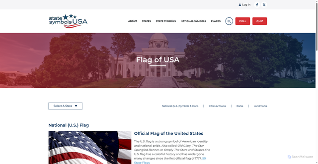 Security scan screenshot of https://statesymbolsusa.org/symbol-official-item/national-us/state-flag/american-flag