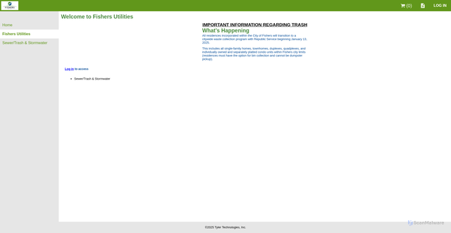 Security scan screenshot of https://fishers.munisselfservice.com/citizens/default.aspx