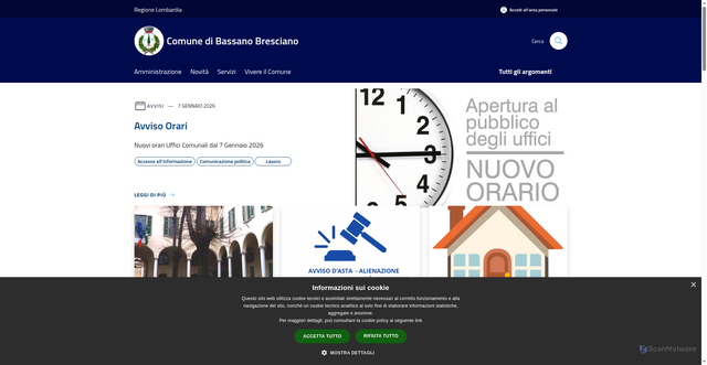 Security scan screenshot of https://www.comune.bassano-bresciano.bs.it/it