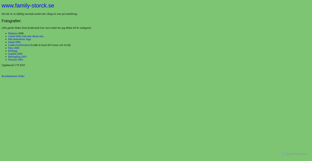 Security scan screenshot of https://family-storck.se