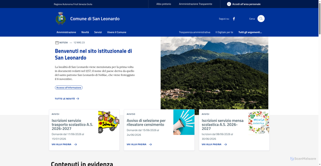 Security scan screenshot of https://www.comune.sanleonardo.ud.it