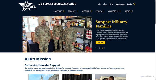 Security scan screenshot of https://afa.org