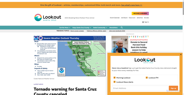 Security scan screenshot of https://lookout.co/tornado-warning-for-santa-cruz-county-canceled/story