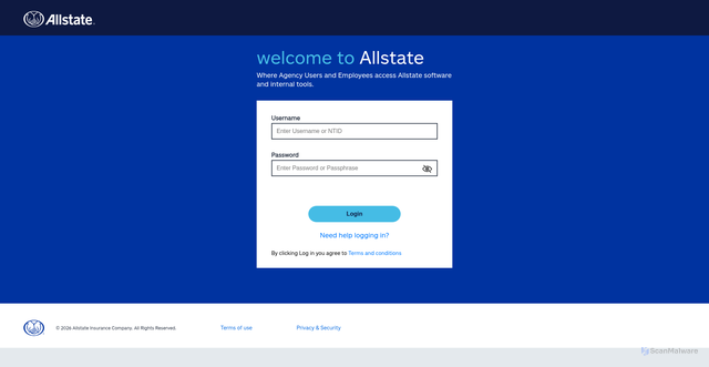 Security scan screenshot of https://agencygateway1.allstate.com