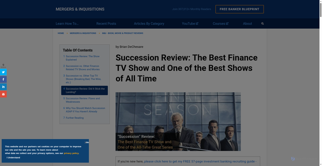 Security scan screenshot of https://mergersandinquisitions.com/succession-review/