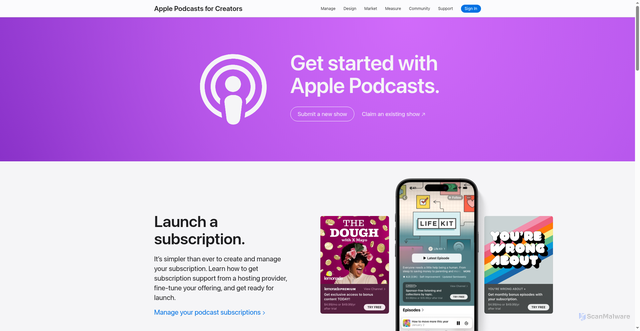 Security scan screenshot of https://podcasters.apple.com/