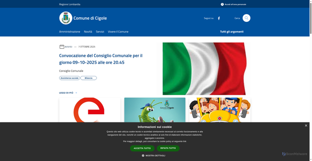 Security scan screenshot of https://www.comune.cigole.bs.it/it
