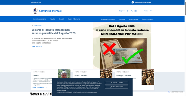 Security scan screenshot of https://www.comune.montale.pt.it