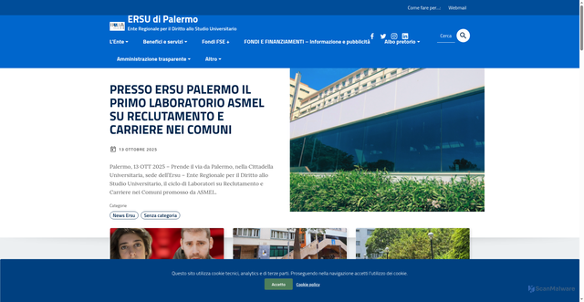 Security scan screenshot of https://www.ersupalermo.it/