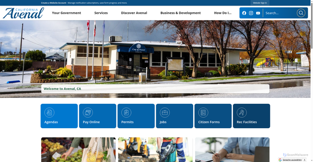 Security scan screenshot of https://cityofavenal.gov/