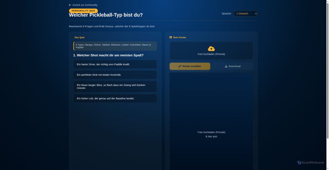 Security scan screenshot of https://test.pickleballplatform.org/quiz.php
