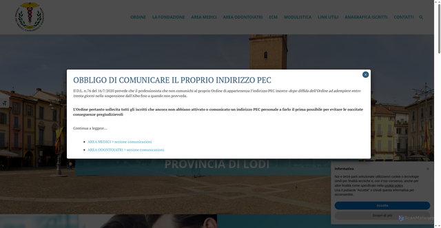 Security scan screenshot of https://www.omceolodi.it