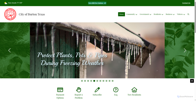 Security scan screenshot of https://cityofburton-tx.gov/